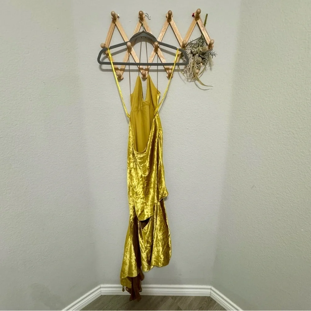 Milly Gold Velour Velvet Bias Slip Dress Size 0
